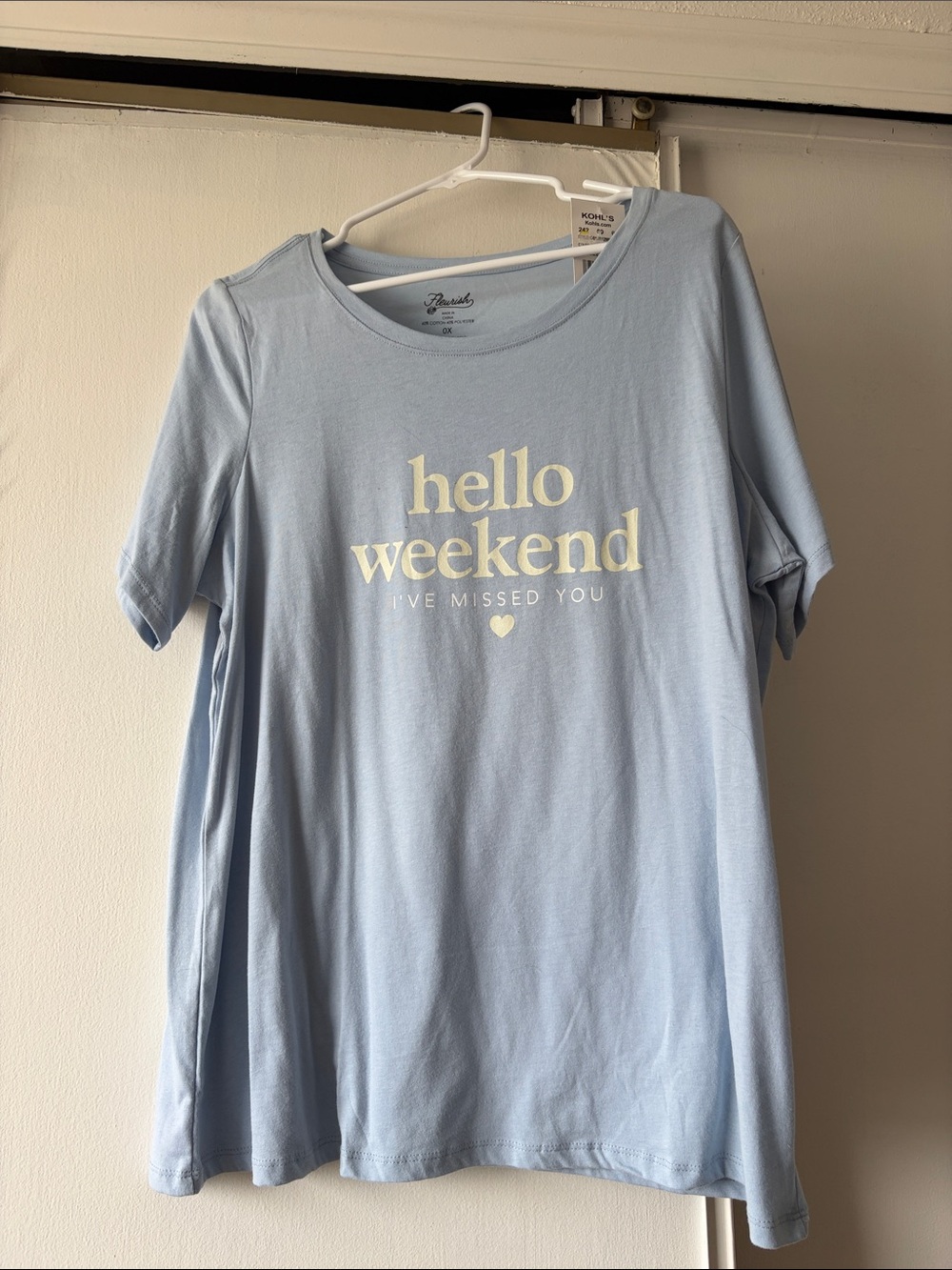 Fleurish Pale Blue "hello weekend" Graphic Tee